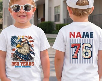 Custom Kids 4th Of July Shirt Patriotic Eagle Birthday Tee Personalized Name Number Shirt
