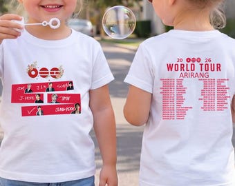 BTS Arirang World Tour 2026 Kids Concert Tee, Floral Member Portraits