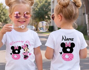 Personalized Minnie Mouse Birthday Girl Shirt Name And Age Pink Polka Dot Youth Tee