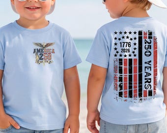 Patriotic 250 Years Kids Shirt Semiquincentennial USA Celebration Youth Tee