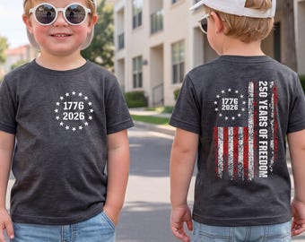T-shirt Patriotic USA 250 ans Freedom pour enfant, 1776-2026 T-shirt graphique