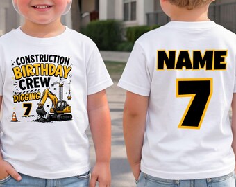 Personalized Excavator Birthday Shirt, Custom Name Age Digger Party Tee