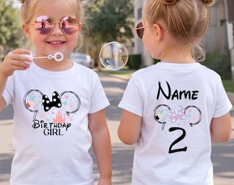 Personalized Birthday Girl Minnie Mouse Shirt, Custom Name and Age Castle Outfit