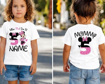 Personalized Minnie Mouse 5th Birthday Shirt, High Five I'm 5, Matching Family Birthday Outfits