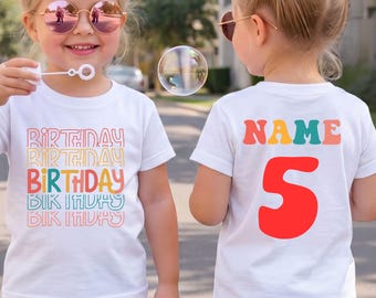 Chemise d'anniversaire rétro personnalisée pour fille, t-shirt avec prénom personnalisé pour enfant