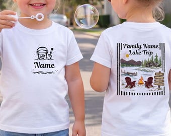Personalized Kids Lake Trip Shirt Custom Family Vacation Tee Campfire Cabin Adventure