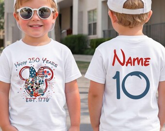 Custom Disney 250th Anniversary Youth Shirt America Semiquincentennial Kids Birthday Tee July Fourth