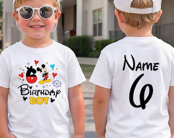 Custom Birthday Boy Mickey Mouse Shirt: Personalized Name and Age Toddler Party Tee