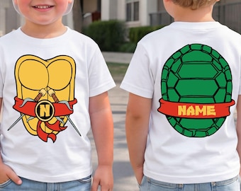 Chemise d'anniversaire ninja personnalisée, t-shirt de costume de coquillage pour enfants avec prénom personnalisé