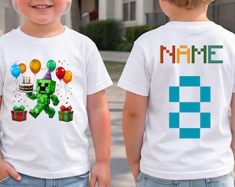 Personalized Gamer Birthday Shirt Custom Kids Gaming Party Tee with Name Age