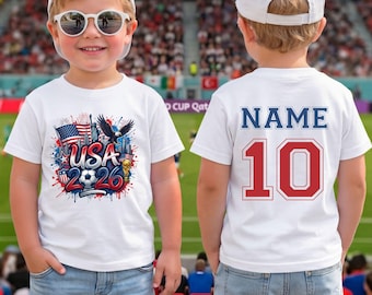 Custom World Soccer 2026 Kids T-shirt Personalized Name Number Tee