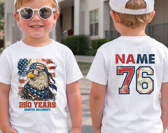 Customized Fourth of July Toddler Kids Tee Shirt American Eagle 250 Years Quarter Millennial