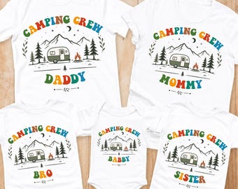 Camping Crew Matching Family Shirts Personalized Camping Trip Reunion Vacation Tee Set