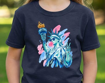 T-shirt graphique Statue de la liberté pour enfants : T-shirt de la fête de l'indépendance des tout-petits
