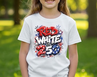 Red White & 250 Youth T-Shirt: Patriotic USA Fourth July Graffiti Style