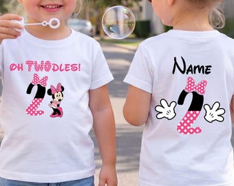 Custom Minnie Mouse "Oh Twodles!" Birthday Shirt for Toddler Girls