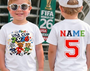 T-shirt pour enfant Mon premier tournoi de football avec nom et numéro personnalisé T-shirt pour fan de sport