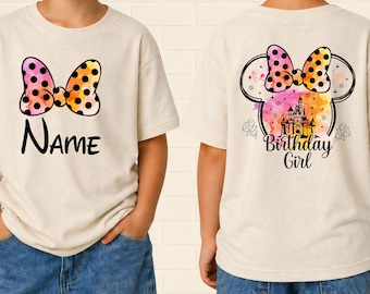 Custom Name Birthday Girl Minnie Mouse Castle T-Shirt – Personalized Name Tee