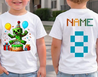 Custom Gamer Birthday Shirt Personalized Pixel Party Tee for Kids Celebration