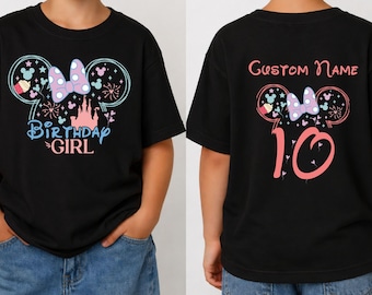 Custom Minnie Birthday Girl Shirt, Disney Birthday Party Gift T-shirt Disneyland Birthday Trip Shirt Birthday Princess Shirt
