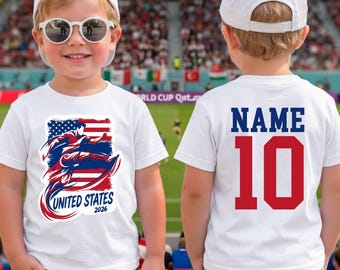 Camiseta infantil personalizada de la selección de fútbol de EE. UU., camiseta juvenil para aficionados al fútbol (2026)