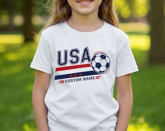Personalized USA Soccer Jersey for Youth – Custom Name Patriotic Football Tee