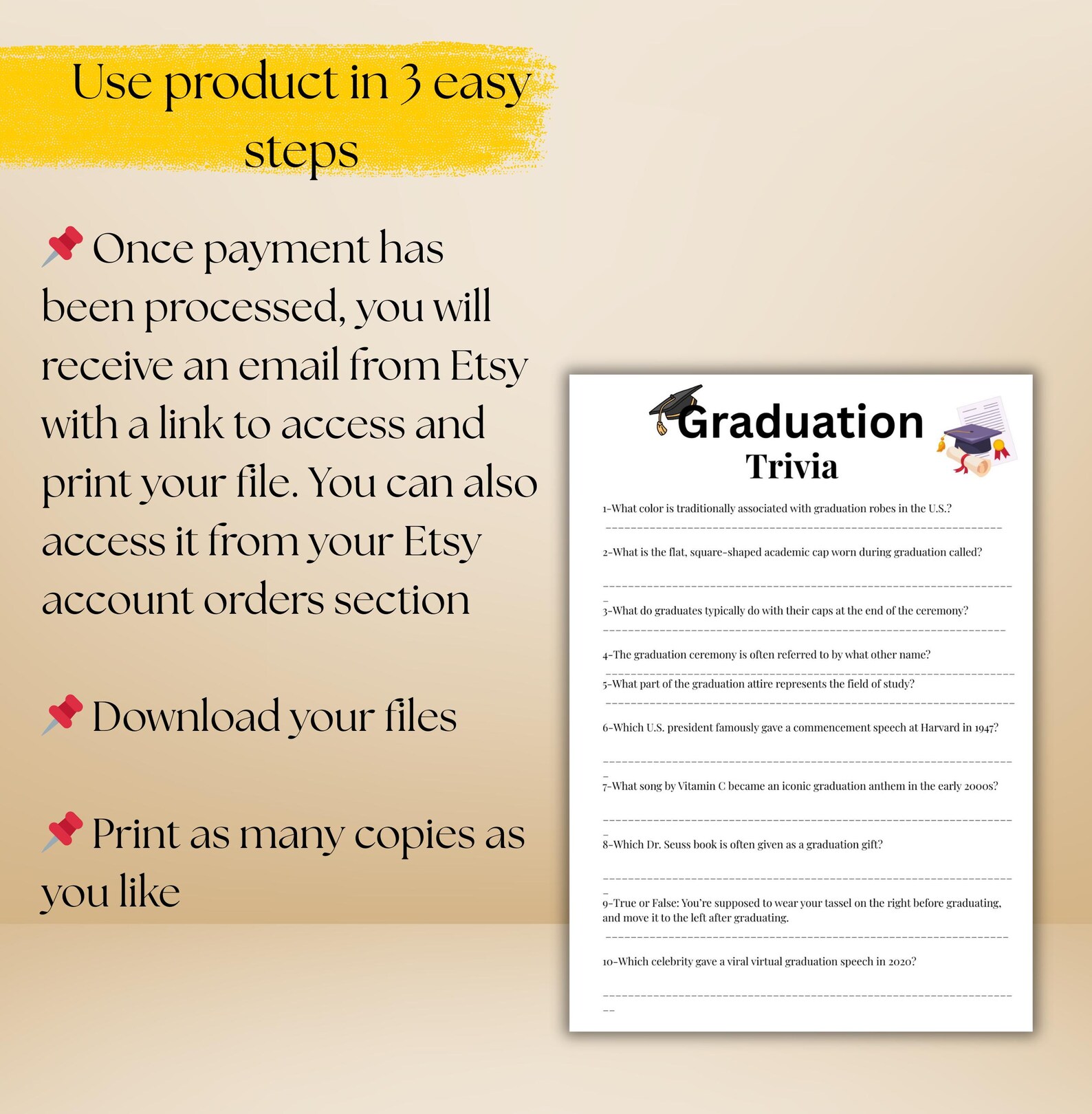 Printable Graduation Trivia Game, Graduation Gifts, Grad Party Games ...
