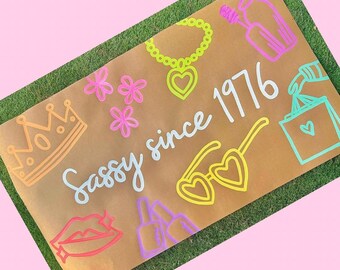 Custom Hand-Painted 50th Birthday Banner | Sassy Since 1976 Party Backdrop (5x3 ft) | Vintage 50th
