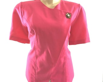Blazer VTG AMATO 18 Rosa brillante Cruzado Moto Broche Botón Corto Sl Carrera LN