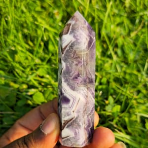 Amethyst Tower Crystal Point: February Birthstone, Natural Purple Stone (60g-100g