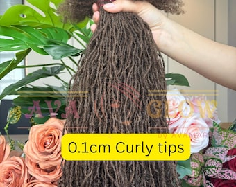 100% Human Hair Microlocs Extension, Locs Extensions, Sisterlocs, Curly Locs, Natural Black Color