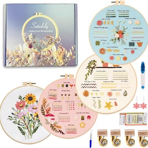 Beginner Embroidery Kit Set, Learn Embroidery Sampler Kit,  How to Start Embroidery Kit, Hand Needlework Project,   Stitch Kit for Beginner,