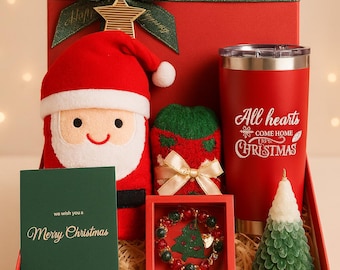 Christmas Gift Box | Santa Socks, Tumbler, Candle, Bracelet Set
