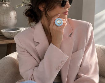 Nova Statement Ring, Oversized Cocktail Ring, Chunky Artisan Ring, Bold Fashion Jewelry, Luxury Gift for Her, Unique Handmade Ring