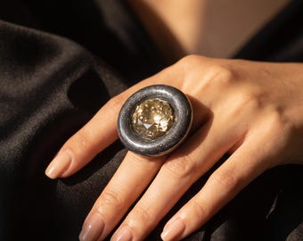 ÉCLIPSE Statement Ring, Chunky Cocktail Ring, Oversized Gem Ring, Colorful Bold Jewelry, Unique Fashion Ring, Gift for Her