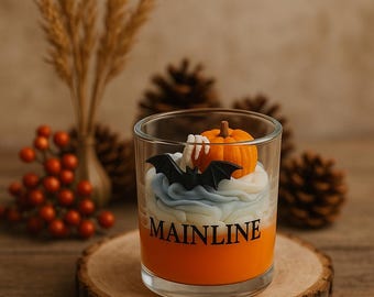 Pumpkin & Bat Halloween Candle – Whipped Soy Candle, Spooky Decor
