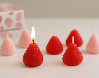 Handgemachtes Erdbeer-Kerzenset - Bio-Duftkerzen mit Früchten und Beeren zum Verschenken