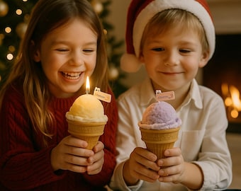Handgemachte Eistüte Kerze - Bio Dessert Geschenk