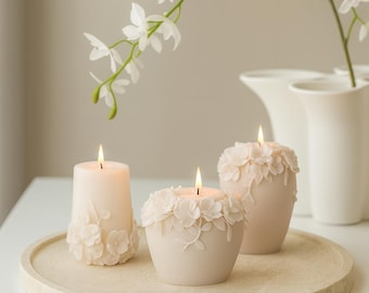 Handgemachte Blumenkerzen | Luxus Hochzeit Herzstück Set