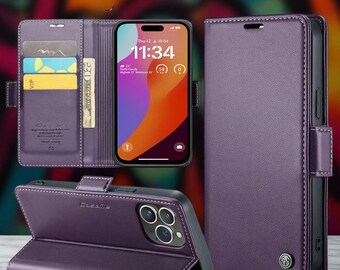 Luxury Leather Flip Wallet Case For IPhone 16/16e/15/14/13/12 – Card Pocket