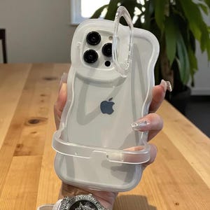 Étui avec support transparent double fonction - Étui antichoc 3D bouclé pour iPhone 11 à 16 Pro Max