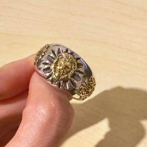 Lion Head Ring – Bold Gold Silver Adjustable Ring for Men & Women – Zodiac Leo Ring – Strength Jewelry Gift