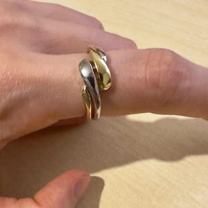 Adjustable Two-Tone Wrap Ring | Gold & Silver Statement Ring | Modern Minimalist Jewelry | Unique Gift for Her | Stacking Ring