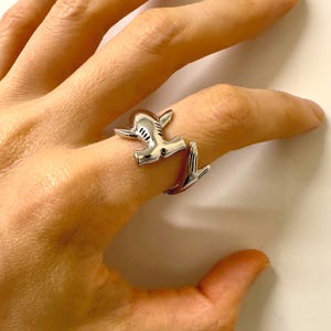 Adjustable Silver Shark Wrap Ring: Ocean Animal Jewelry