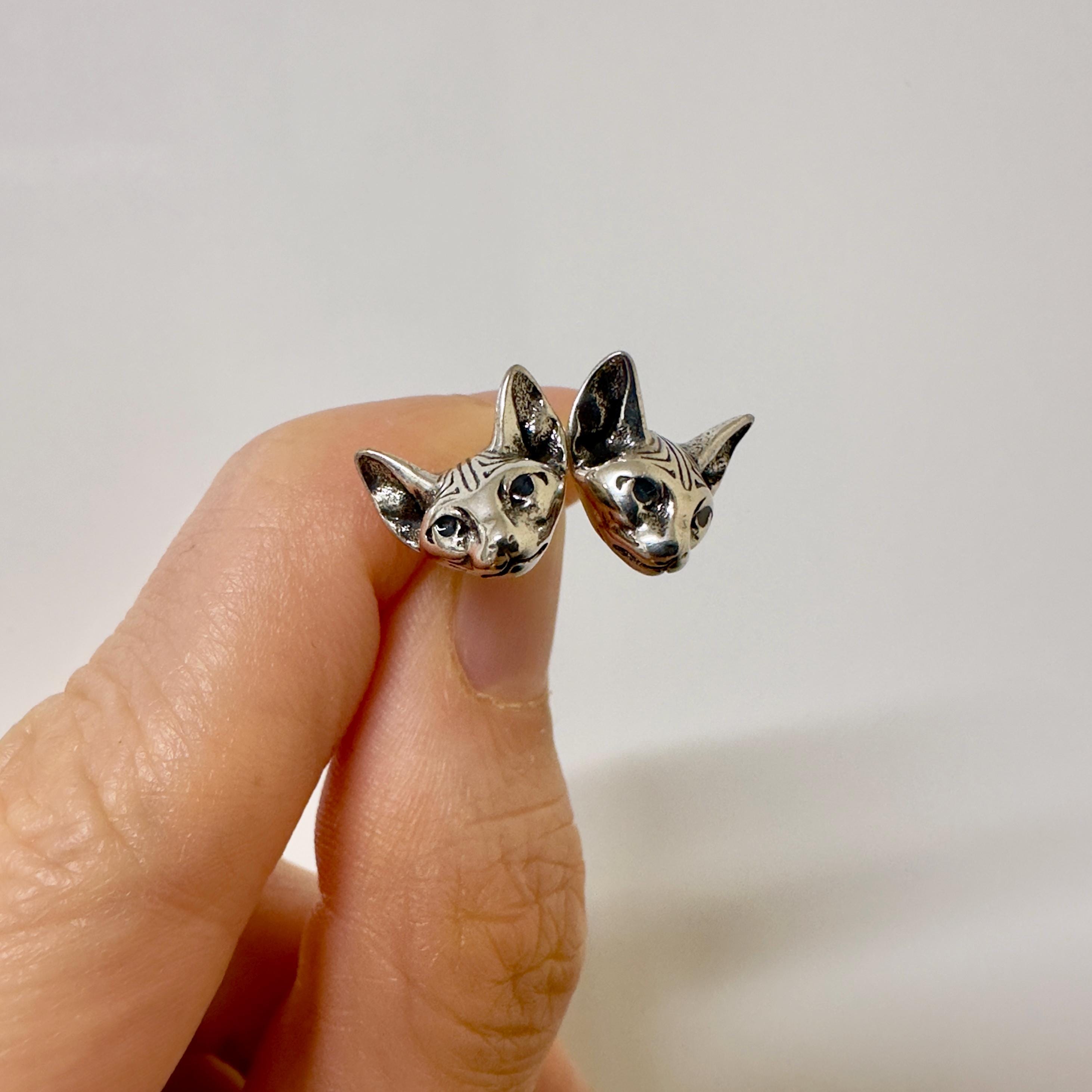 Orecchini A Gatto In Argento Sterling 925 Per Donne E Ragazze - Gioiello Con Dettaglio Oro - 3