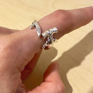 Hammerhead Shark Ring | Adjustable Silver Shark Ring | Ocean Lover Gift | Nautical Animal Jewelry | Unique Marine Life Ring