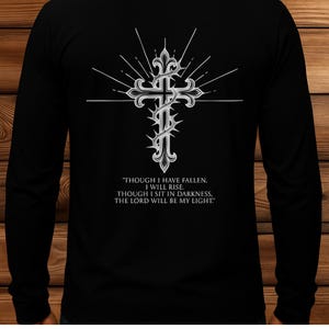 Christian Cross Unisex Tee, Religious Long Sleeve Shirt, Biblical Verse Cotton Top, Faith Inspired Gift, Religious Apparel