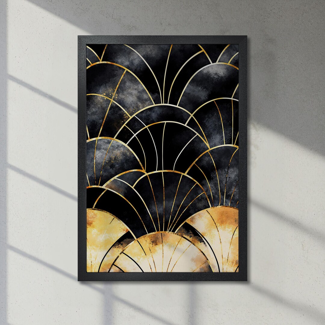 Gold & Black Abstract Art Deco Poster - Framed Luxury Wall Art - Etsy