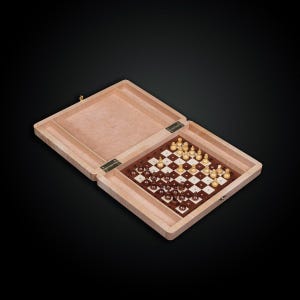 Travel Folding Wooden Chess Set with Magnetic Pieces | Handmade Beech and Boxwood Chess Board