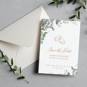 Plantilla de invitación de boda editable, elegante y minimalista / Digital